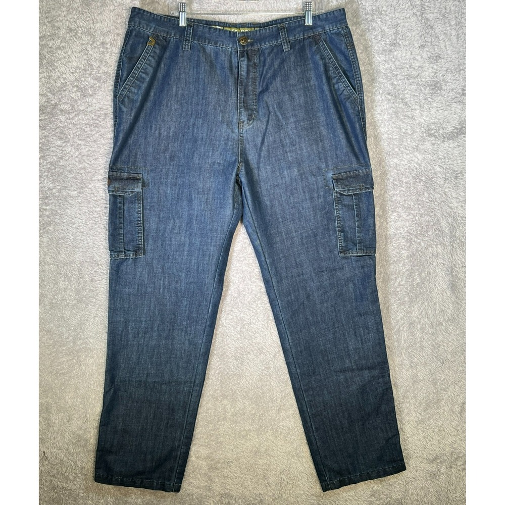 Zhan Di Ji Pu AFS 1961 Denim Cargo Pants Blue Utility Workwear Carpenter - Picture 2 of 12